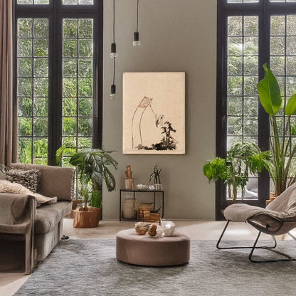 A picture of Tako ni noboru otoko, a mockup of the print leaning against a wall