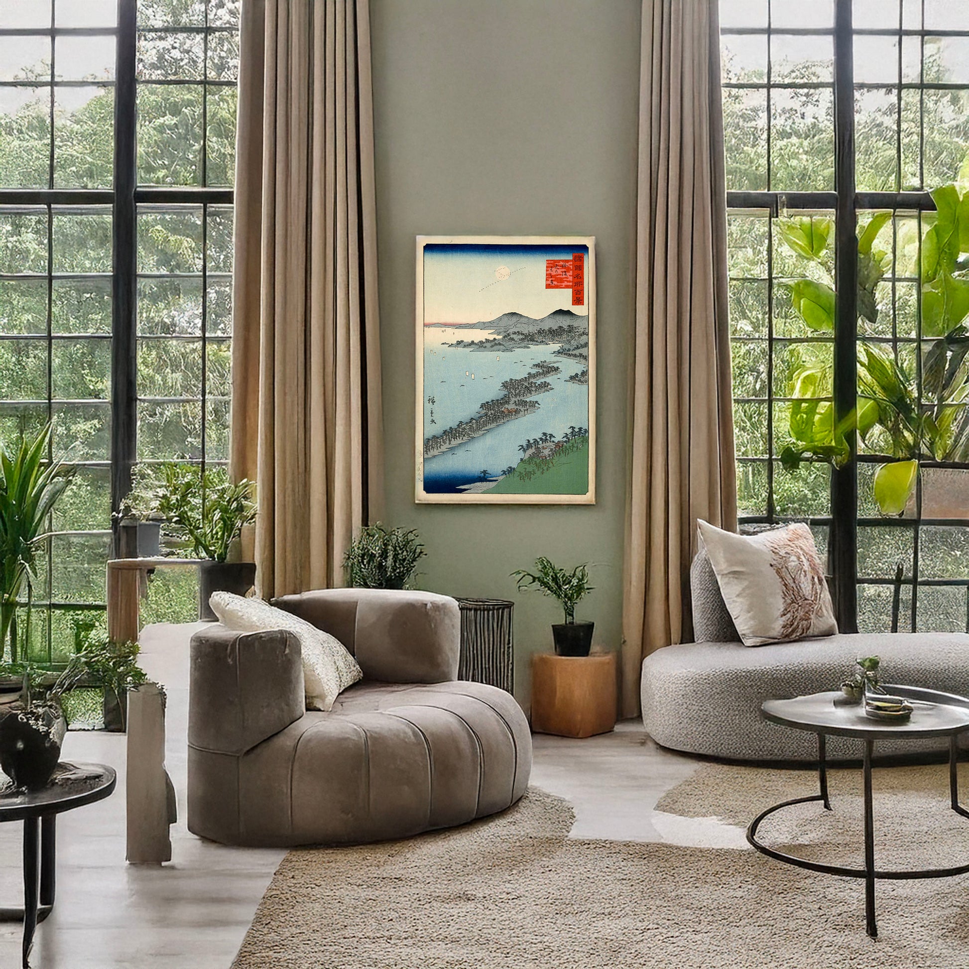 A picture of Tango amano hashidate, a mockup of the print leaning against a wall
