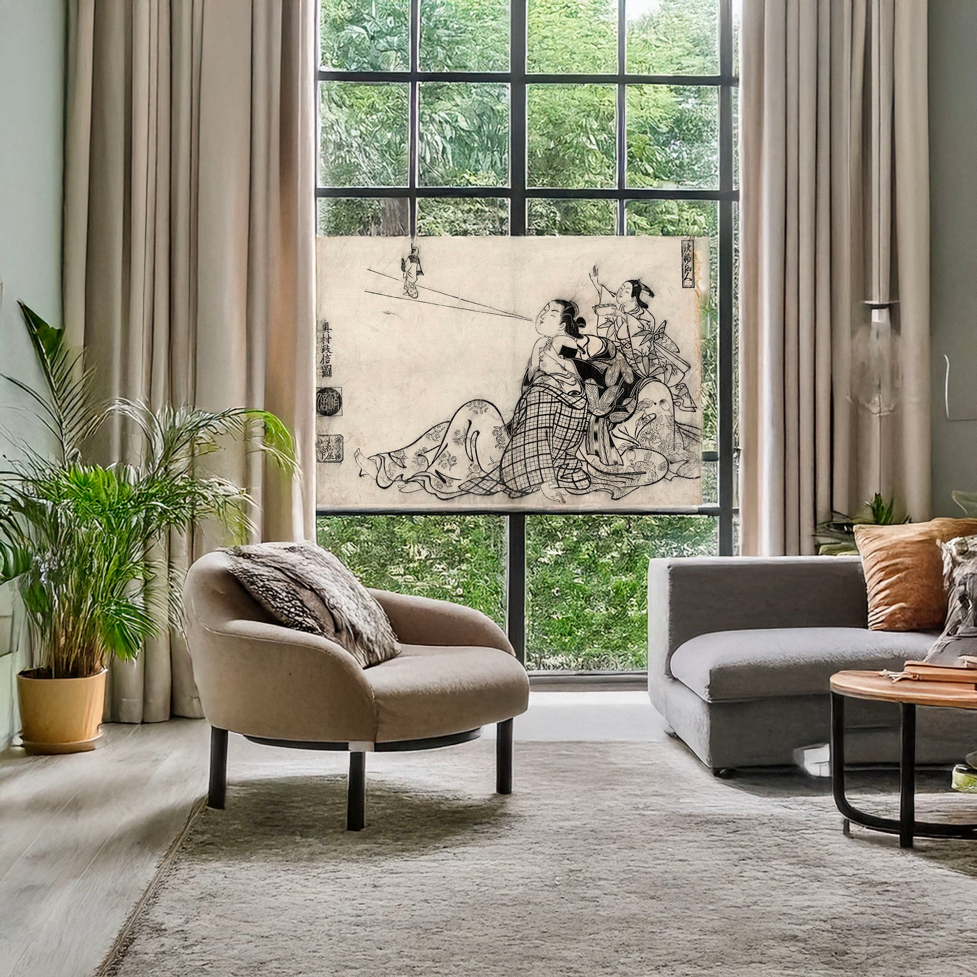 A picture of Tekkai sennin, a mockup of the print leaning against a wall