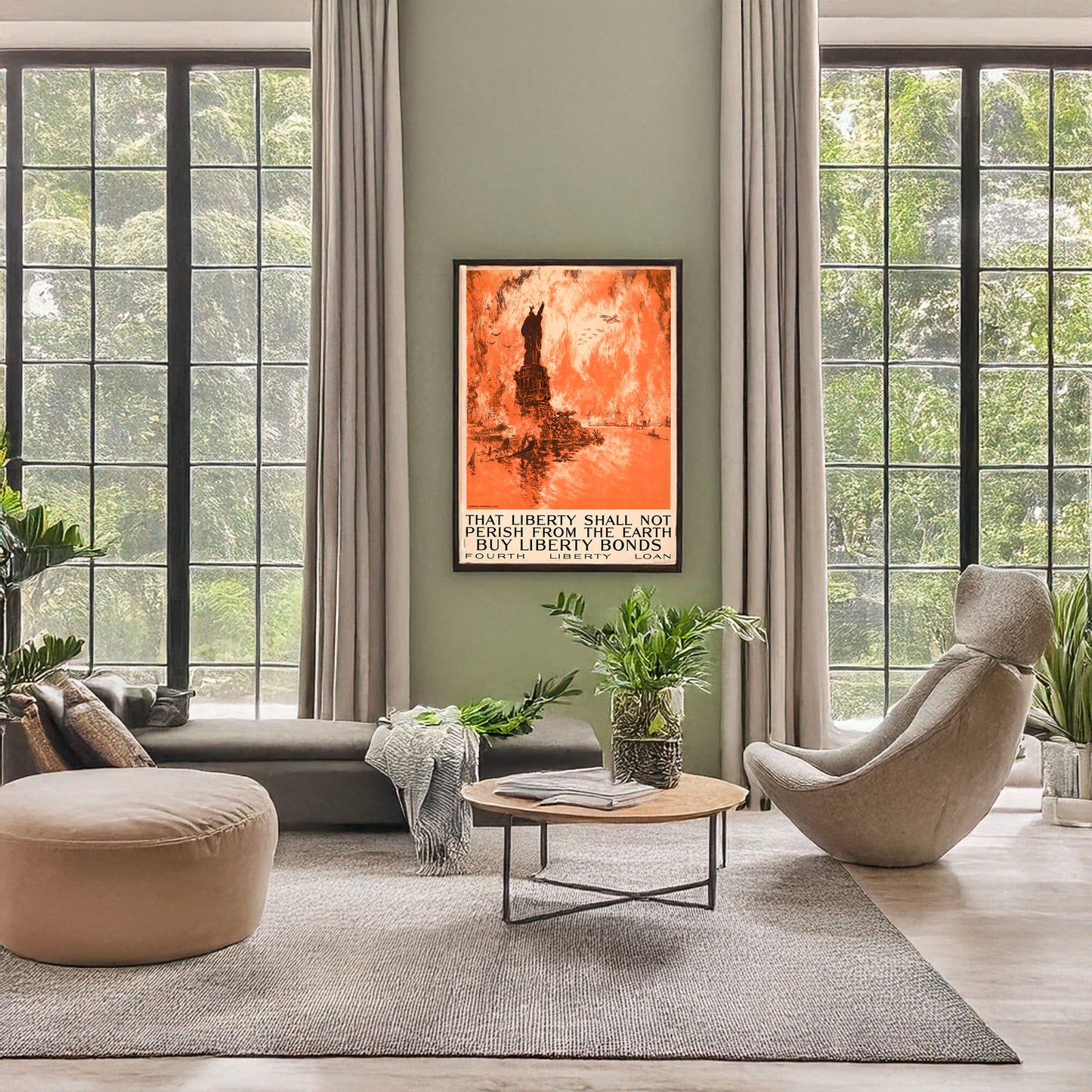 A picture of That liberty shall not perish from the earth - Buy liberty bonds Fourth Liberty Loan /, a mockup of the print leaning against a wall
