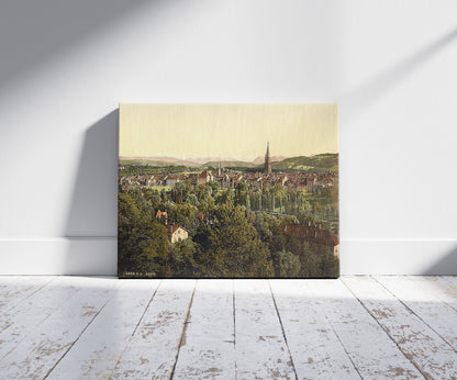 A picture of The Alps, Berne, Switzerland, a mockup of the print leaning against a wall