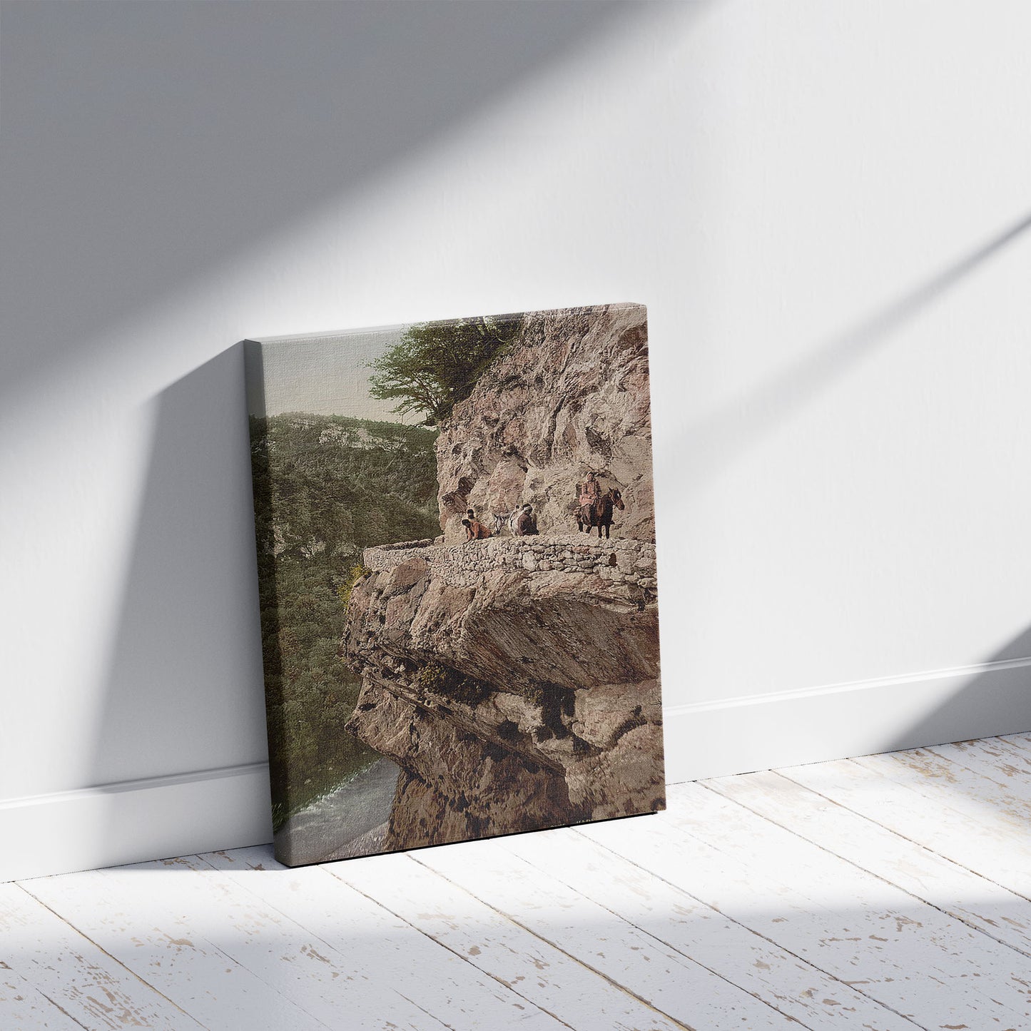 A picture of The Bagatski Ravine, Caucasus, Russia, a mockup of the print leaning against a wall