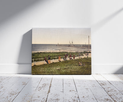 A picture of The beach, Warnemü̈nde, Rostock, Mecklenburg-Schwerin, Germany, a mockup of the print leaning against a wall