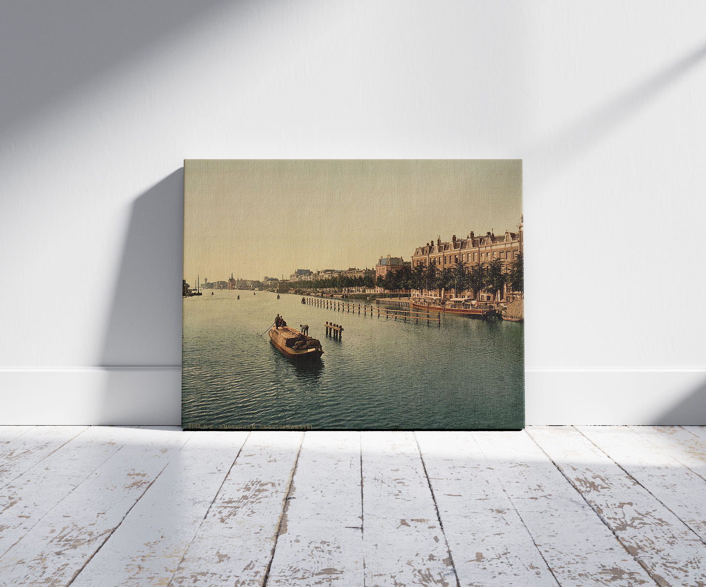 A picture of The Buiten Amstel, Amsterdam, Holland, a mockup of the print leaning against a wall