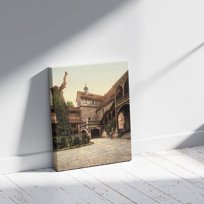 A picture of The Castle court, Nuremberg, Bavaria, Germany, a mockup of the print leaning against a wall