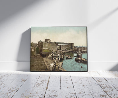 A picture of The Castle from swing bridge, Brest, France, a mockup of the print leaning against a wall