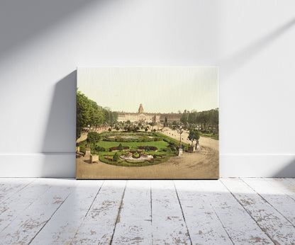 A picture of The Castle, Karlsruhe, Baden, Germany, a mockup of the print leaning against a wall