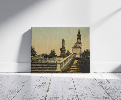 A picture of The Czar Alexander's monument, Czenstochow, Czestochowa, Poland, a mockup of the print leaning against a wall
