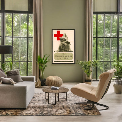 A picture of The greatest mother in the world, a mockup of the print leaning against a wall
