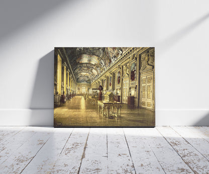A picture of The Louvre, a gallery in the Louvre, Paris, France, a mockup of the print leaning against a wall