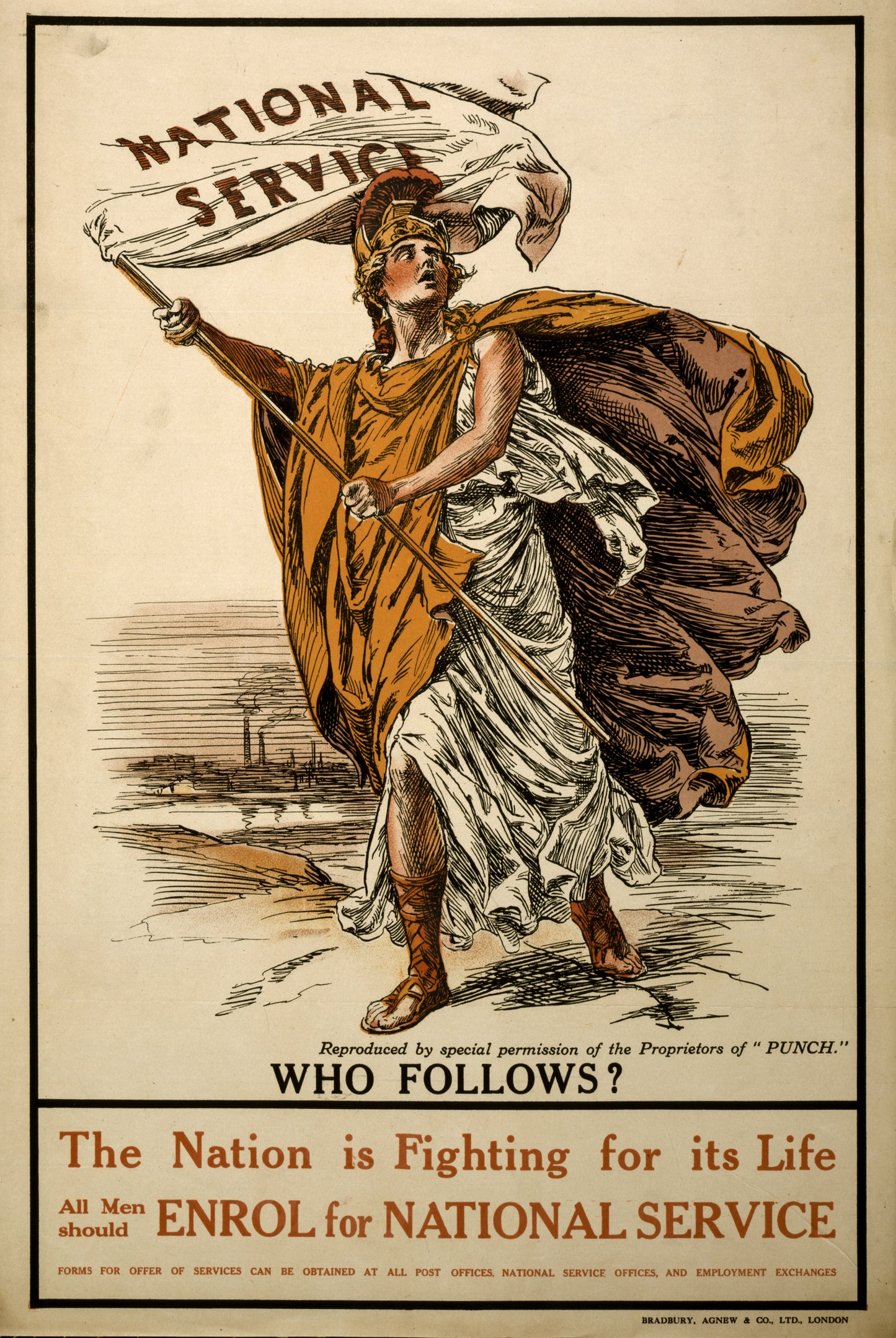 A picture of The nation is fighting for its life. All men should enrol for national service