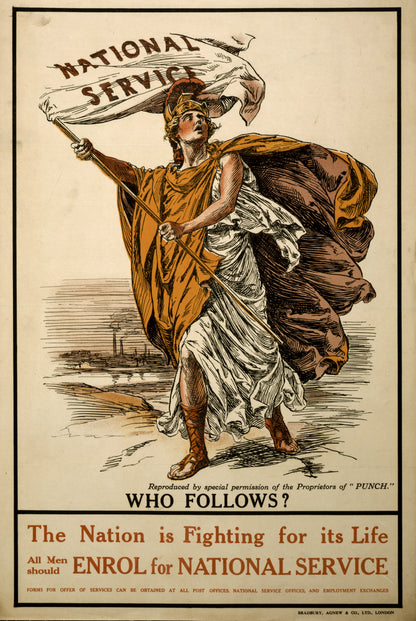 A picture of The nation is fighting for its life. All men should enrol for national service