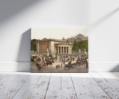 A picture of The "New Guard" and street scene, Berlin, Germany, a mockup of the print leaning against a wall
