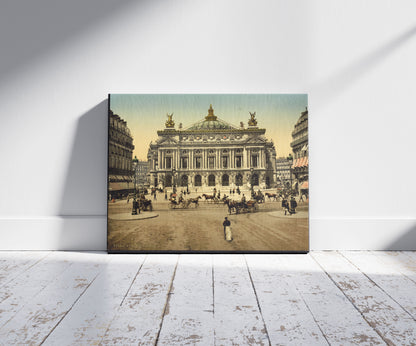 A picture of The Opera House, Paris, France, a mockup of the print leaning against a wall