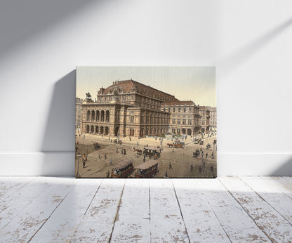 A picture of The Opera House, Vienna, Austro-Hungary, a mockup of the print leaning against a wall