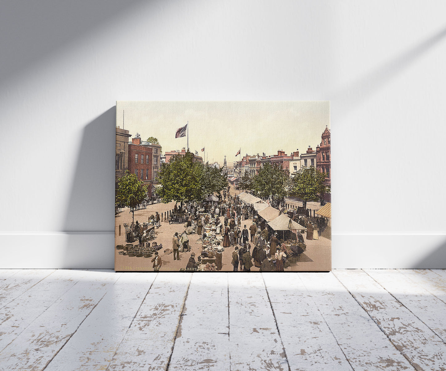 A picture of The parade (i.e., promenade), Market Day, Taunton, England