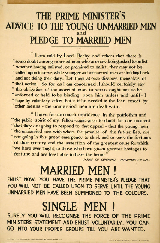 A picture of The prime minister's advice to the young unmarried men and pledge to married men