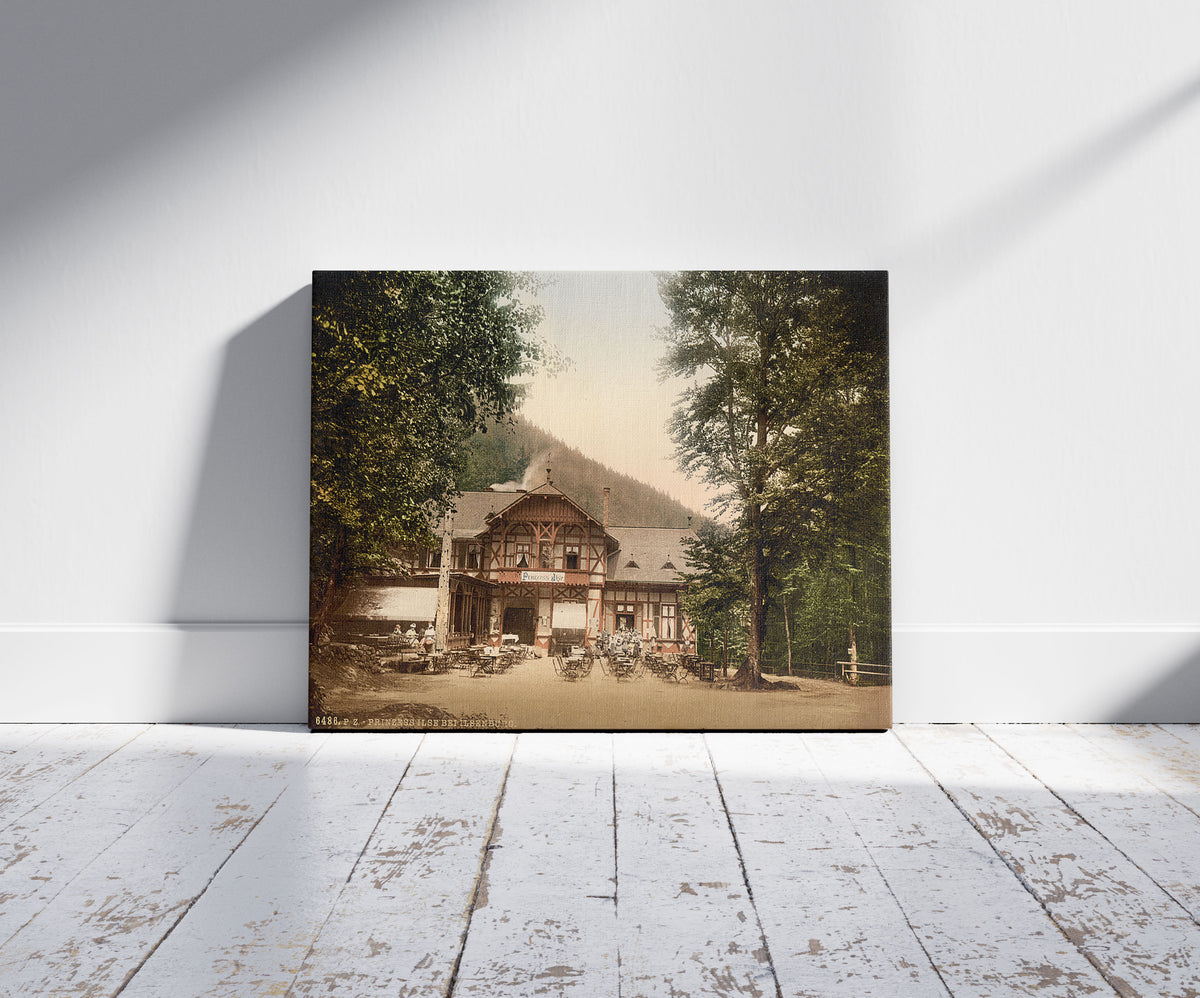 A picture of The Princess Isle, Ilsenburg, Hartz, Germany, a mockup of the print leaning against a wall