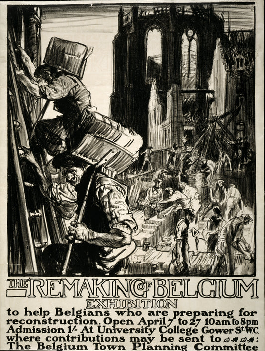 A picture of The remaking of Belgium exhibition, to help Belgians who are preparing for reconstruction