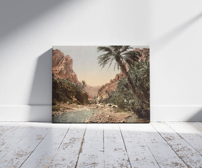 A picture of The river, El Cantara, Algeria, a mockup of the print leaning against a wall