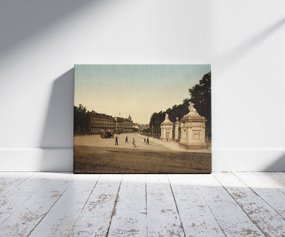 A picture of The Royal Palace, Brussels, Belgium, a mockup of the print leaning against a wall