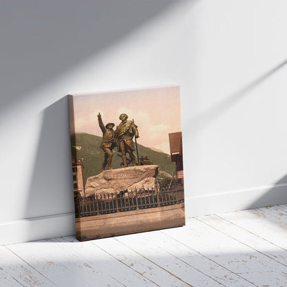 A picture of The Saussure monument of Chamonix, Chamonix Valley, France, a mockup of the print leaning against a wall