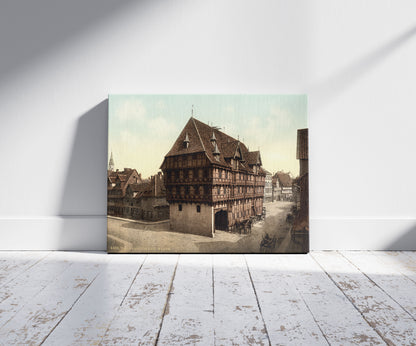 A picture of The scale, Brunswick (i.e., Braunschweig), Germany, a mockup of the print leaning against a wall