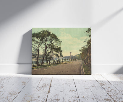 A picture of The Schuylkill from Fairmount Park, Philadelphia, a mockup of the print leaning against a wall