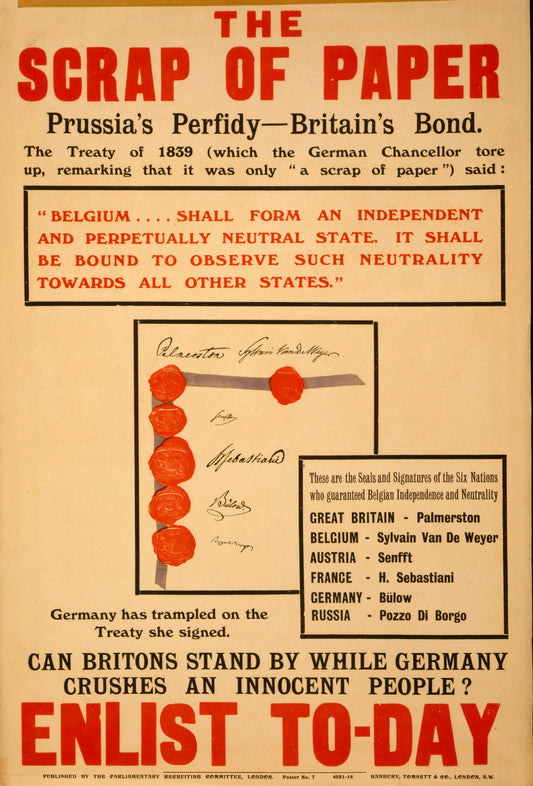 A picture of The scrap of paper - Prussia's perfidy - Britain's bond ... Enlist to-day