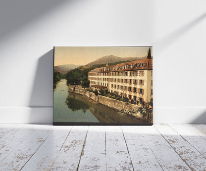 A picture of The seminary, Bétharram, Pyrenees, France, a mockup of the print leaning against a wall