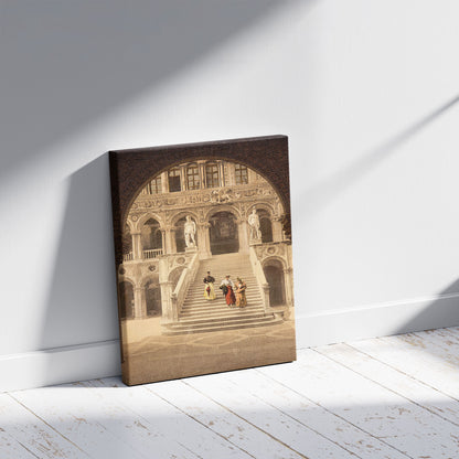 A picture of The Staircase of the Giant's, Venice, Italy, a mockup of the print leaning against a wall