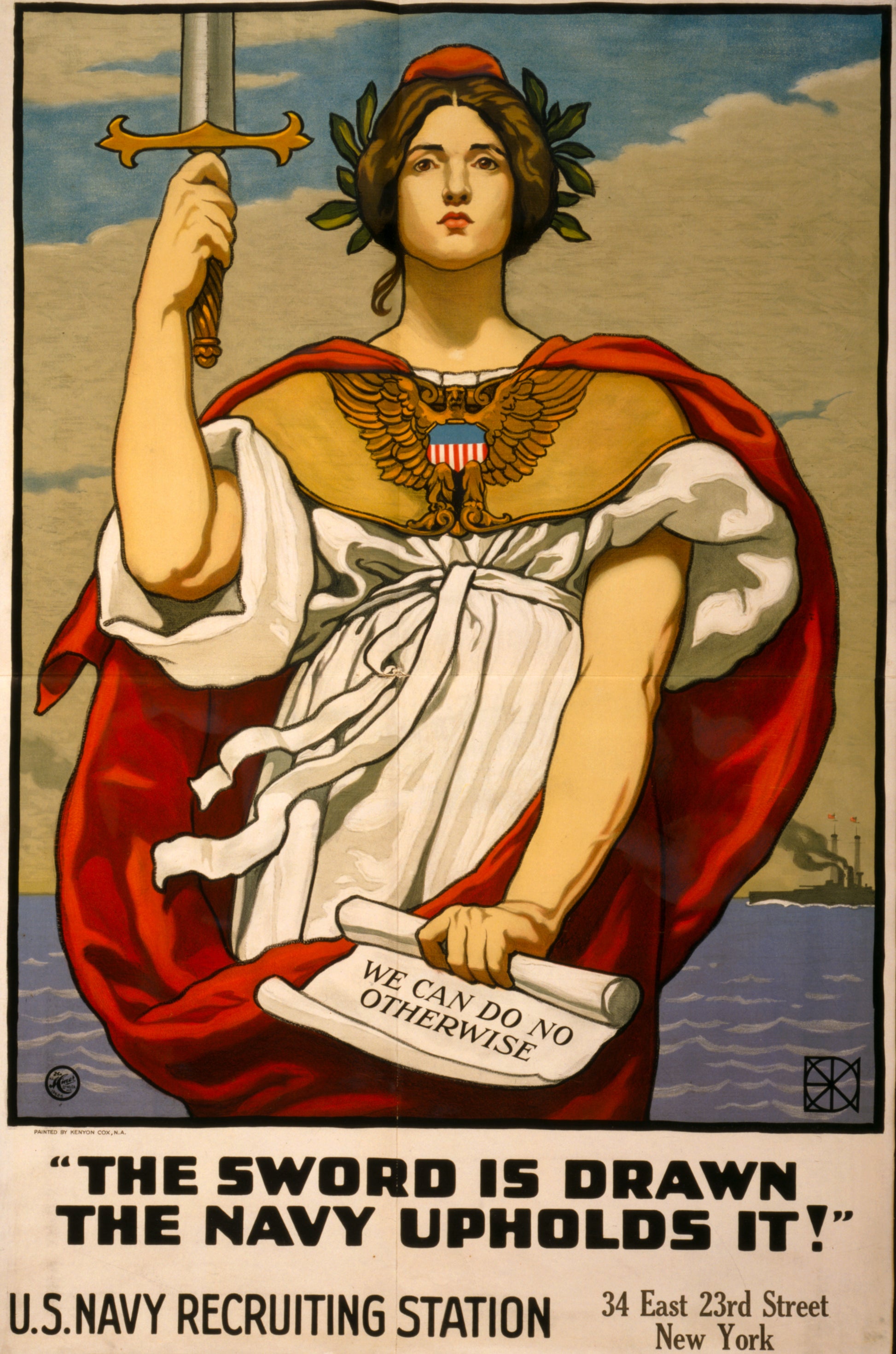 A picture of "The sword is drawn, the Navy upholds it!"