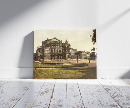 A picture of The theatre, Altstadt, Dresden, Saxony, Germany, a mockup of the print leaning against a wall