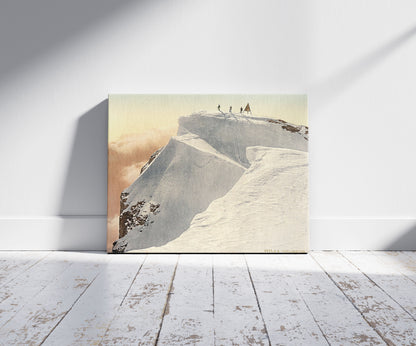 A picture of The Titlis Spitze, Unterwald, Switzerland, a mockup of the print leaning against a wall