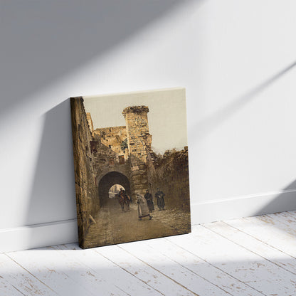 A picture of The Tower of Antonia, Jerusalem, Holy Land, a mockup of the print leaning against a wall
