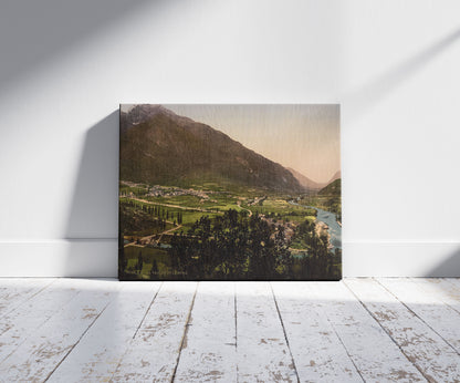 A picture of The valley, Laruns, Pyrenees, France, a mockup of the print leaning against a wall