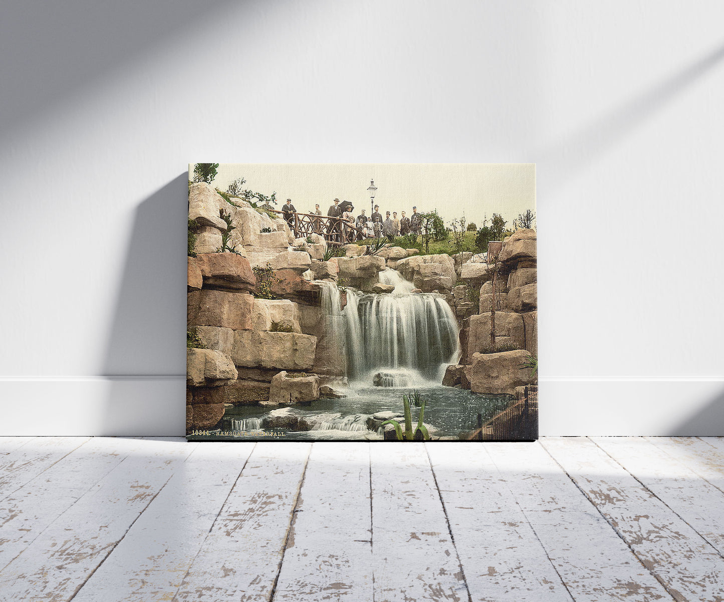 A picture of The waterfall, Ramsgate, England, a mockup of the print leaning against a wall