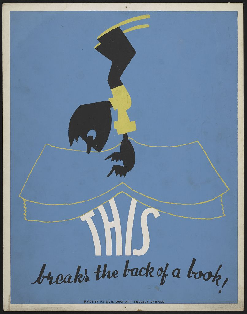A picture of This breaks the back of a book!