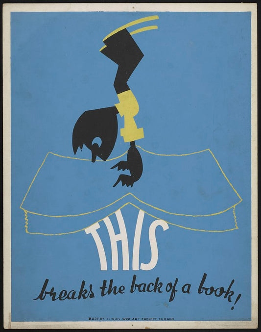 A picture of This breaks the back of a book!