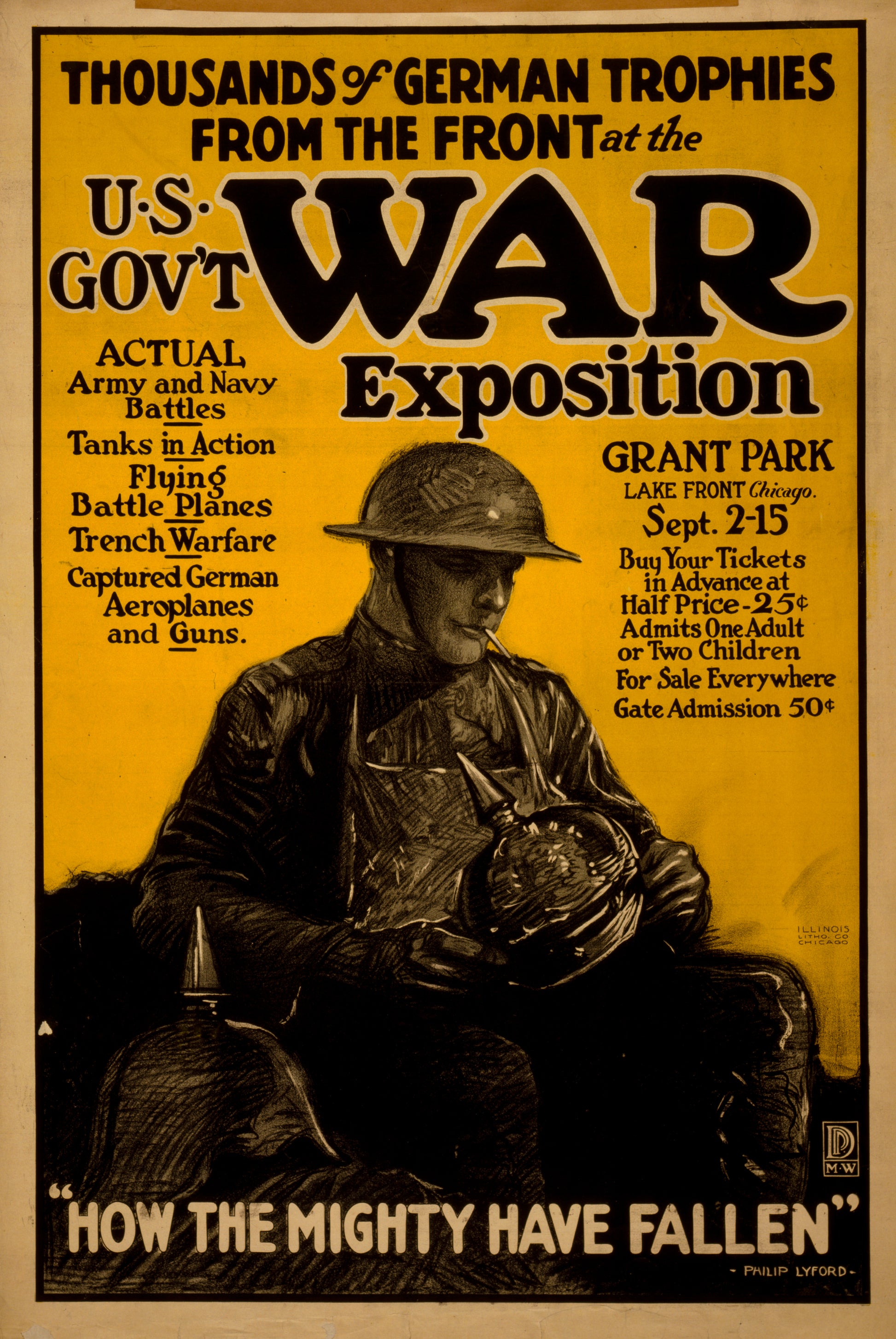 A picture of Thousands of German trophies from the front at the U.S. gov't war exposition