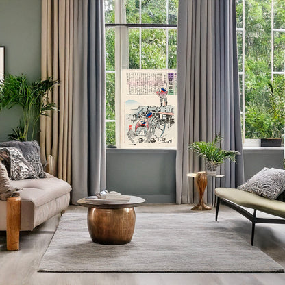A picture of Three lobster soldiers, two with picks chopping up the ground and the third is standing on the wall of a fort, a mockup of the print leaning against a wall