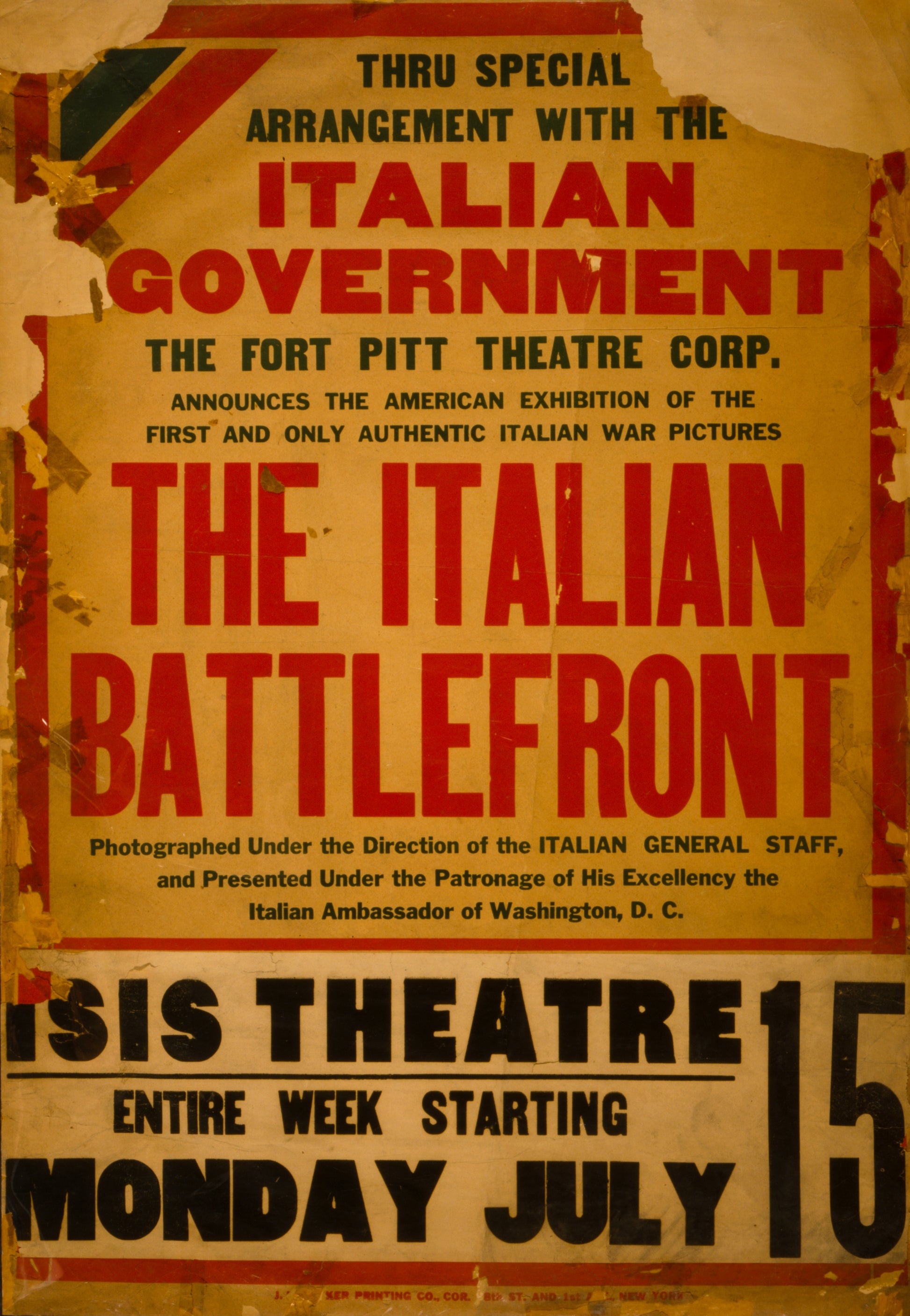 A picture of Thru special arrangement with the Italian government ... the Italian battlefront
