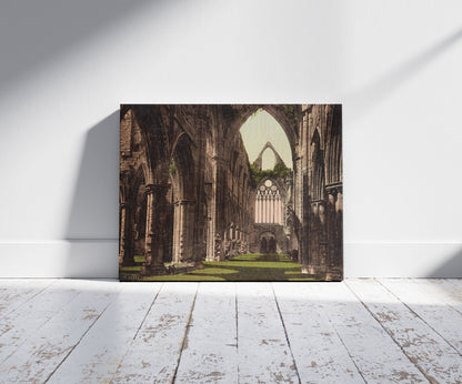 A picture of Tintern Abbey, Interior looking. W., a mockup of the print leaning against a wall