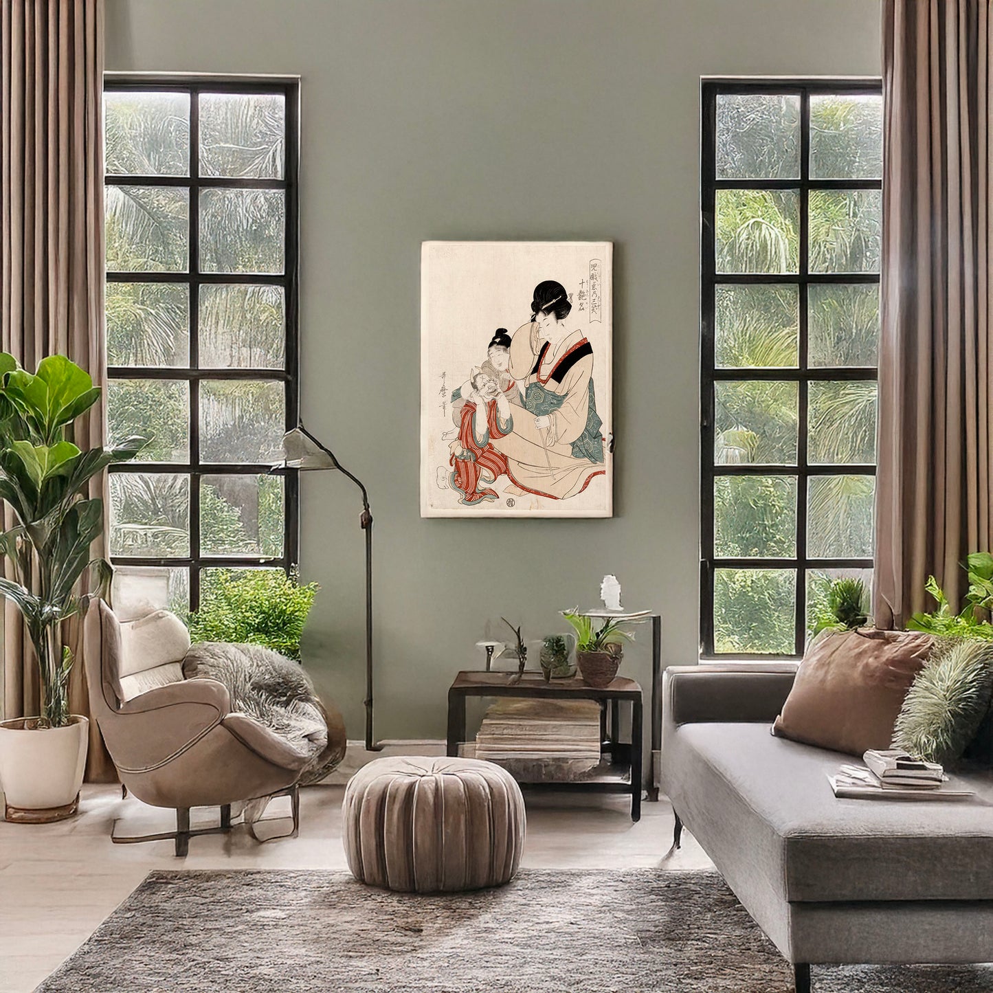A picture of Toenmei, a mockup of the print leaning against a wall