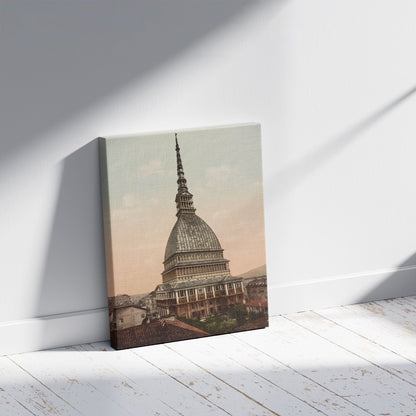 A picture of Torino. Mole Antonelliana, a mockup of the print leaning against a wall