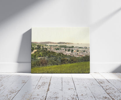 A picture of Torquay and Paignton, England, a mockup of the print leaning against a wall