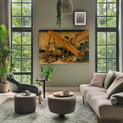 A picture of Tōtōmi sanchū, a mockup of the print leaning against a wall