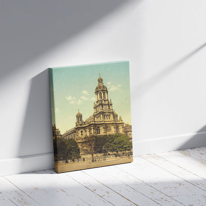 A picture of Trinity Church, Paris, France, a mockup of the print leaning against a wall