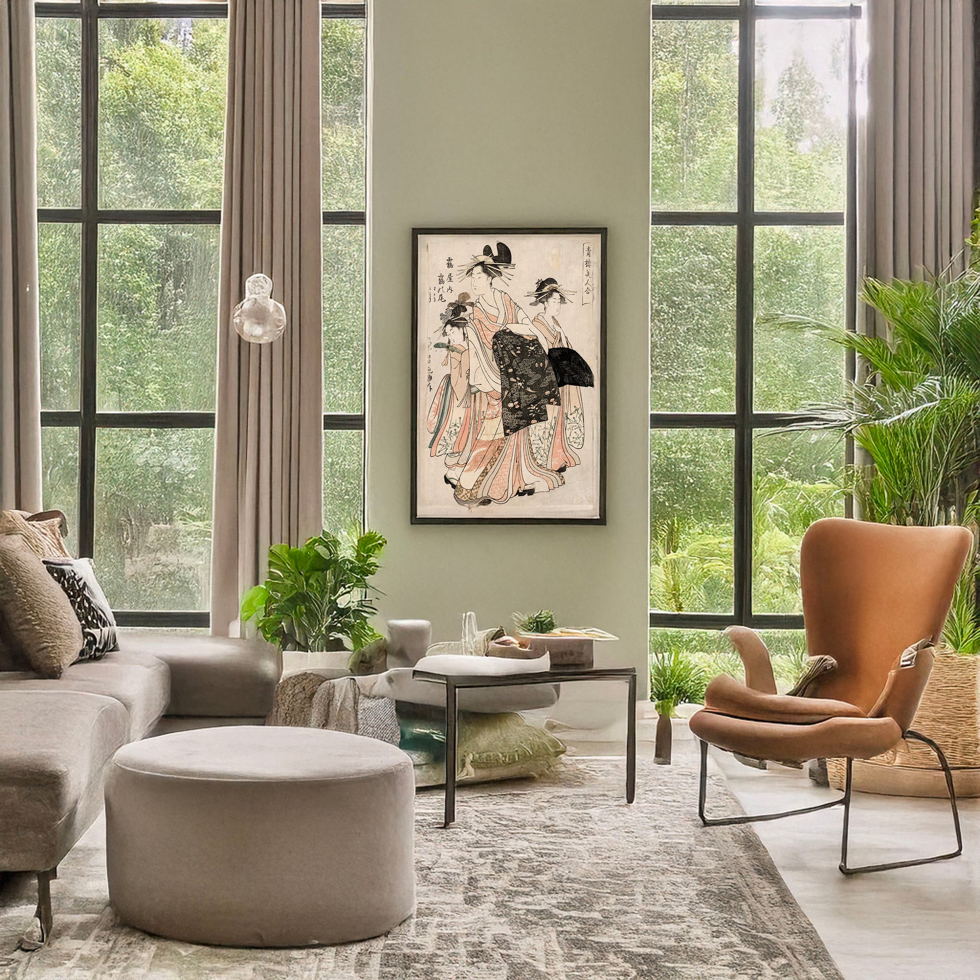 A picture of Tsuruya uchi tsurunou, a mockup of the print leaning against a wall