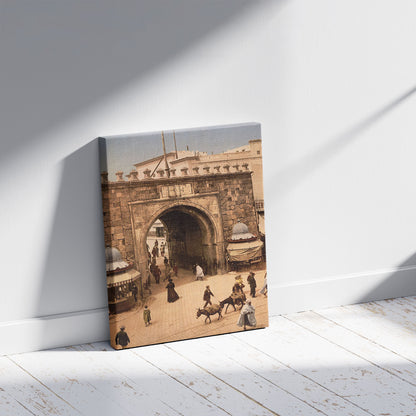 A picture of Tunis. La porte française, a mockup of the print leaning against a wall